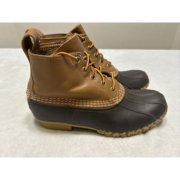 L.L. Bean Women's Boots Size 7.5 Brown Vintage Maine Hunting Rubber Leather Duck - Picture 3 of 7